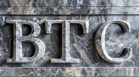 Grey Marble Bitcoin Cryptocurrency concept art poster.の素材