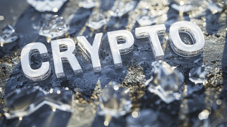 White Glossy Surface Cryptocurrency concept art poster.の素材