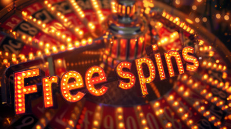 Beige LED Free Spins concept art poster.の素材