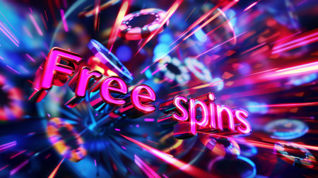 Colorful Glossy Surface Free Spins concept art poster.の素材