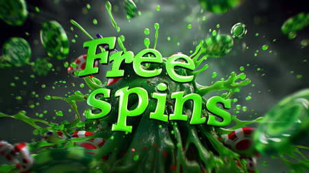 Green Slime Free Spins concept art poster.の素材