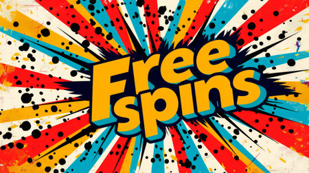 The words Free Spins created in Pop Art.の素材