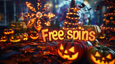 Halloween Free Spins concept art poster.の素材