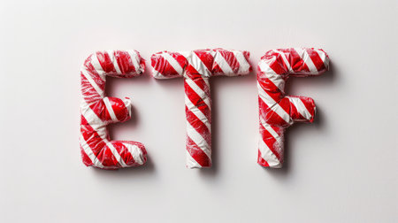 The Exchange-Traded Fund symbol created in Candy Cane Typography.の素材