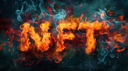 Fire Opal Crystal Non-Fungible Token or NFT concept art poster.の素材