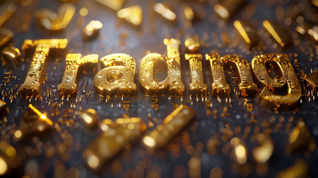 Golden Financial Markets concept art poster.の素材