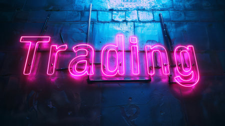 Stock Markets symbol created in Neon Lettering.の素材