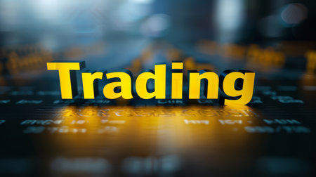 Yellow Glossy Surface Financial Markets concept art poster.の素材