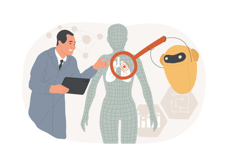 AI use in healthcare isolated concept vector illustration.のイラスト素材