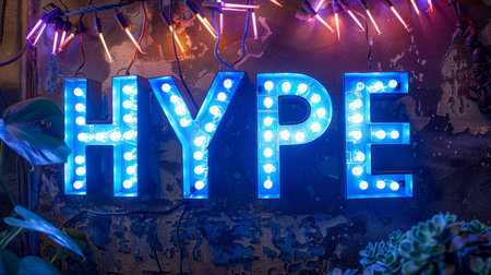 Blue LED Social media hype concept art poster.の素材
