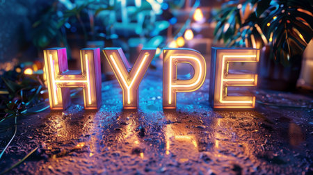 Beige LED Social media hype concept art poster.の素材