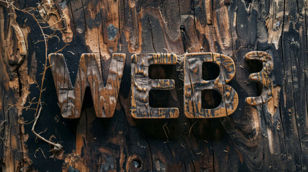 Wooden Ebony WEB 3 Digital transformation concept art poster.の素材