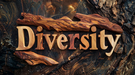 Wooden Rosewood Inclusion and Multiculturalism concept art poster.の素材