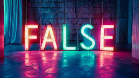 Colorful LED Fake and Misinformation concept art poster.の素材