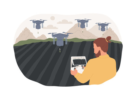 Seed-planting drones isolated cartoon vector illustrations.のイラスト素材