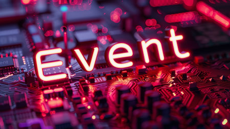 Red LED Celebration and Party concept art poster.の素材