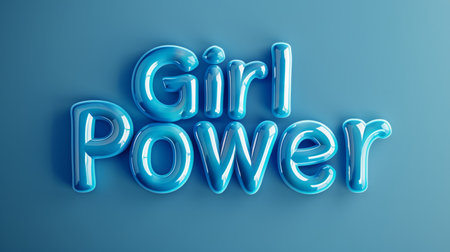 Blue Glossy Surface Empowerment and Feminism concept art poster.の素材