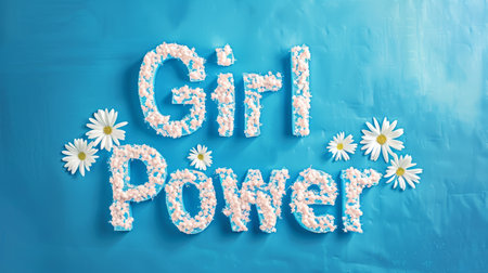 Blue Empowerment and Feminism concept art poster.の素材