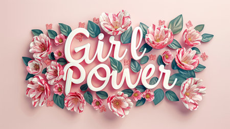 Empowerment and Feminism symbol created in Floral Lettering.の素材