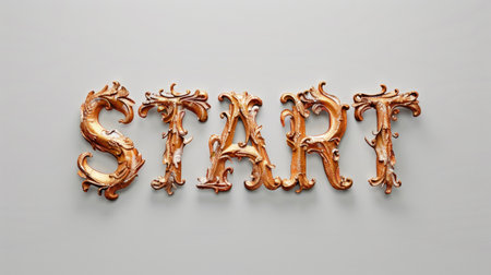 Launch and Beginning symbol created in Embossed Calligraphy.の素材