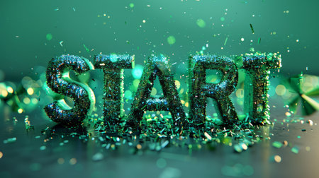 Green Glossy Surface Launch and Beginning concept art poster.の素材