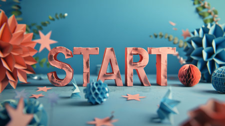 Paper Craft Launch and Beginning concept art poster.の素材