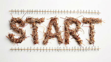 Launch and Beginning symbol created in String Art Lettering.の素材