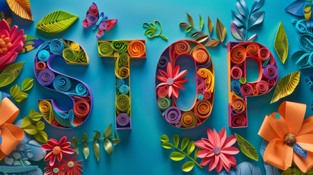 Quilling Paper Art End and Restriction concept art poster.の素材