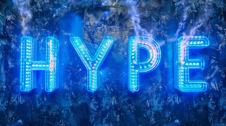 Blue LED Social media hype concept art poster.の素材
