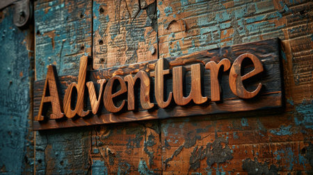 Wooden Mahogany Travel experiences concept art poster.の素材