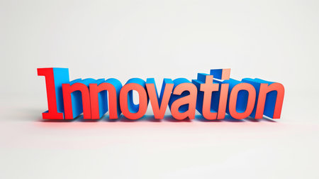 Technological advancement symbol created in 3D Typography.の素材