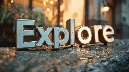 Beige Glossy Surface Travel adventure concept art poster.の素材