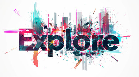 Travel and adventure symbol created in Glitch Art.の素材