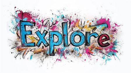 Travel and adventure symbol created in Graffiti Typography.の素材