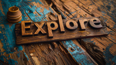Wooden Rosewood Travel adventure concept art poster.の素材