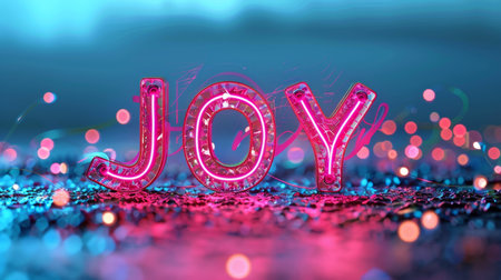 Pink LED Happiness and euphoria concept art poster.の素材