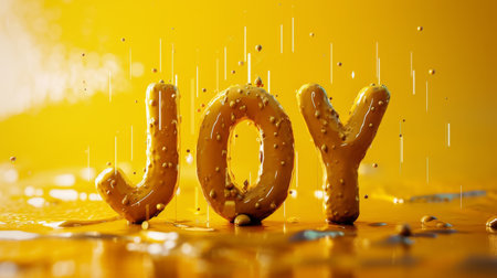 Yellow Glossy Surface Happiness and euphoria concept art poster.の素材