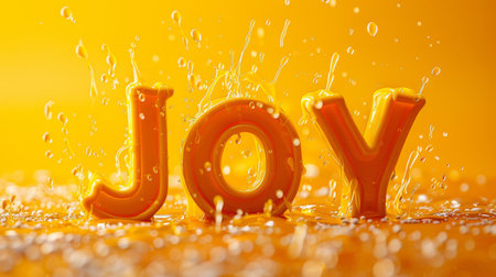 Yellow Glossy Surface Happiness and euphoria concept art poster.の素材