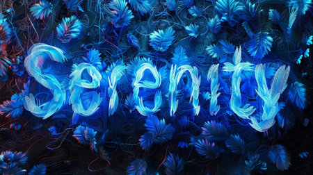 Blue LED Peace and meditation concept art poster.の素材