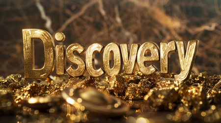 Golden Innovation and breakthrough concept art poster.の素材