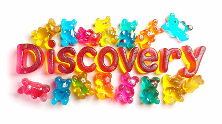 Innovation and breakthrough symbol created in Gummy Bear Typography.の素材