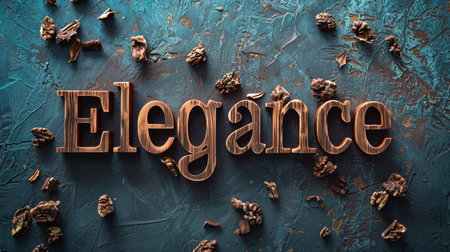 Wooden Walnut Style and elegant design concept art poster.の素材