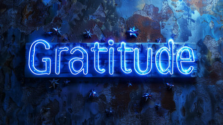 Blue LED Appreciation and kindness concept art poster.の素材