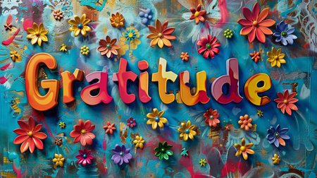 Colorful Glossy Surface Appreciation and kindness concept art poster.の素材