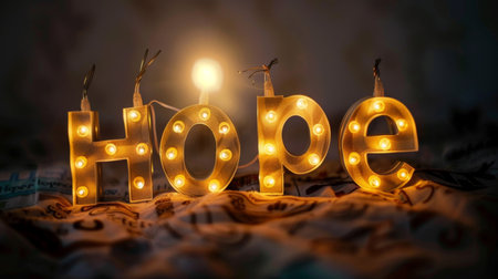 Beige LED Faith and believe concept art poster.の素材