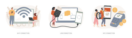 Device connectivity isolated concept vector illustration set.のイラスト素材