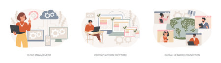 Global communication isolated concept vector illustration set.のイラスト素材