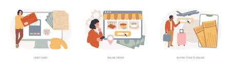 Online payment isolated concept vector illustration set.のイラスト素材