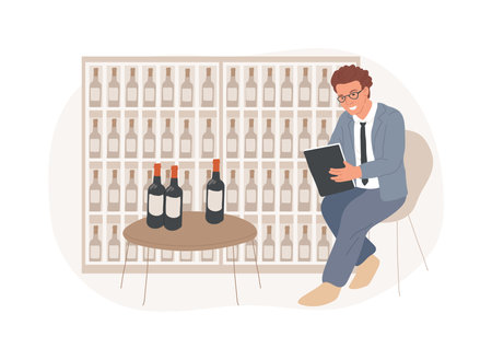 Creating wine list isolated cartoon vector illustrations.のイラスト素材