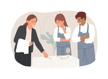 Restaurant service training isolated cartoon vector illustrations.のイラスト素材